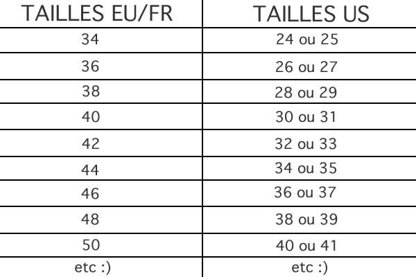 taille pantalon femme